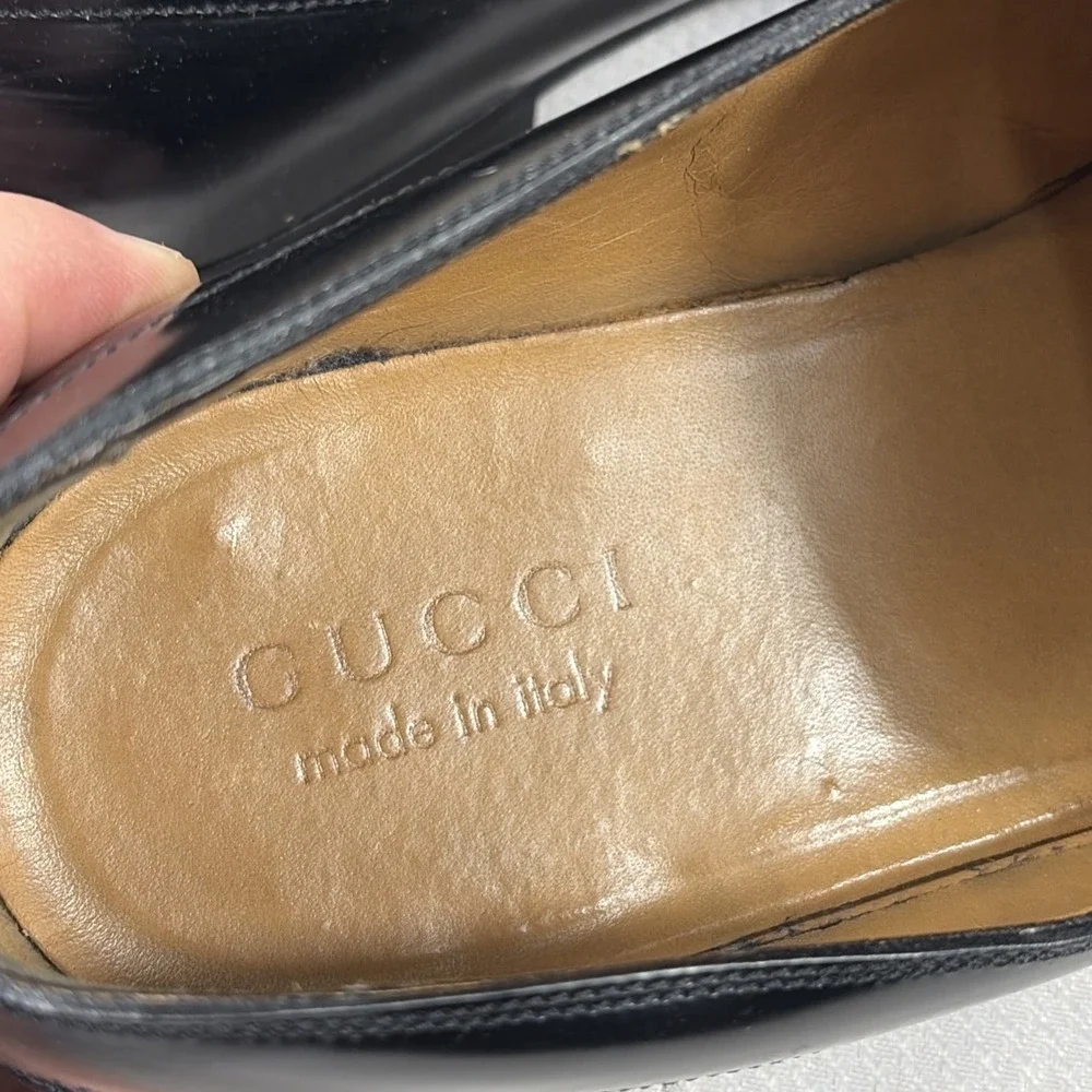 GUCCI Black Leather Slip On Loafers Mens EU 41 / US 8‎ Italy